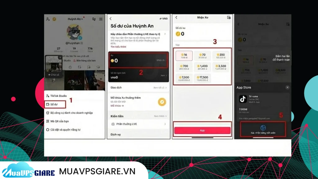 Cách nạp xu trên điện thoại