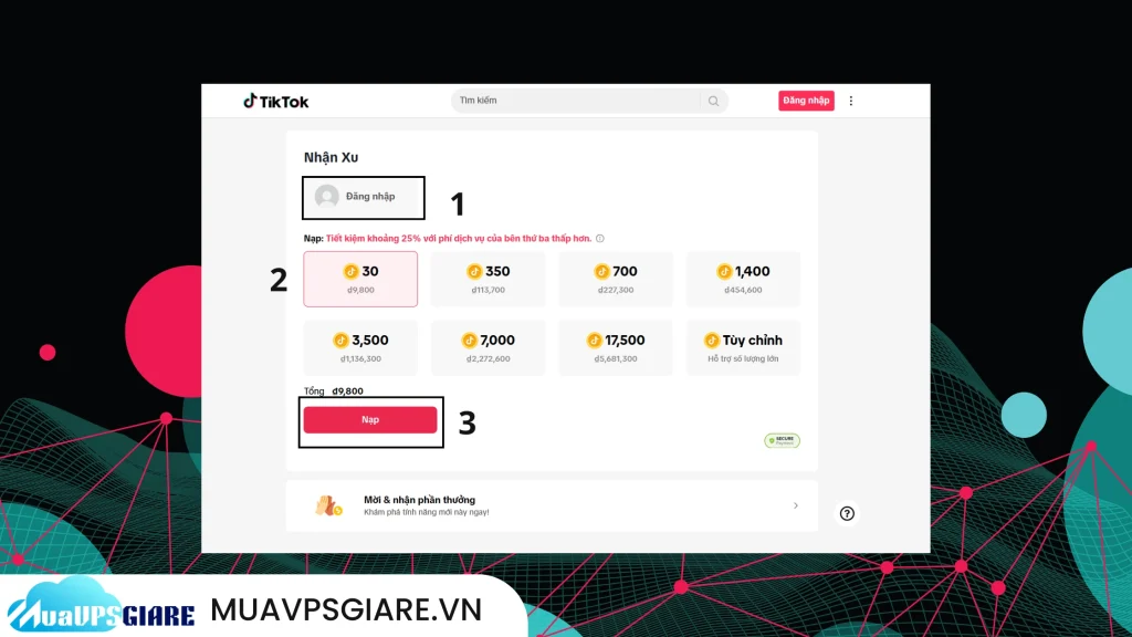 Cách nạp xu trên máy tính (Website)